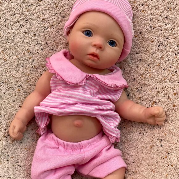 💫Silicone Baby Doll Pink Realistic Soft Body Accessories Acrylic Eyes Girls